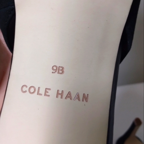 NWT COLE HAAN 'Maya' Suede Peeptoe Slingback Stilettos in Midnight Blue Size 9B - Picture 9 of 11